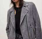 Grey Suede Moto Original Jacket – Handcrafted Premium Full-Grain Suede Leather
