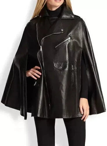 Black Poncho Cape Original Jacket – Handcrafted Premium Full-Grain Leather