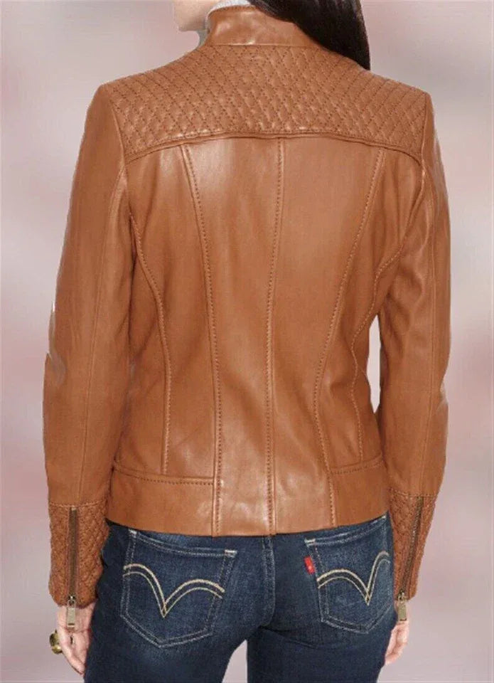 Tan Original Jacket Quilted Detailing – Premium Handcrafted Full-Grain Leather