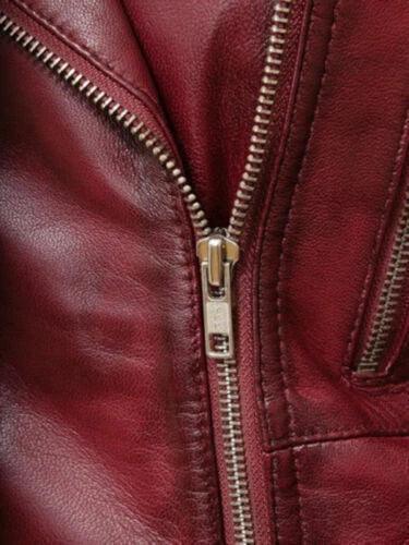 Premium Burgundy Leather Original Biker Jacket - Full-Grain Belted Moto Jacket