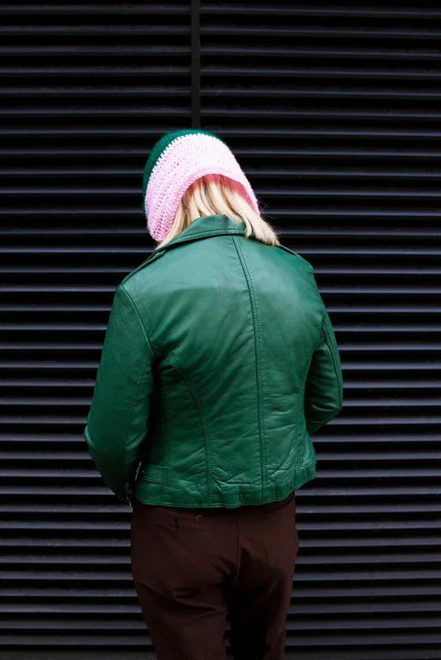 Emerald Green Leather Original Moto Jacket - Women's Premium Full-Grain Leather Biker Jacket