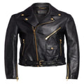 Men's Black Original Leather Belted Biker Jacket – Premium Gold Hardware Handcrafted Full-Grain