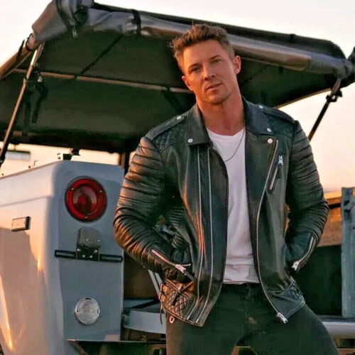 Men's Black Quilted Premium Original Leather Biker Jacket