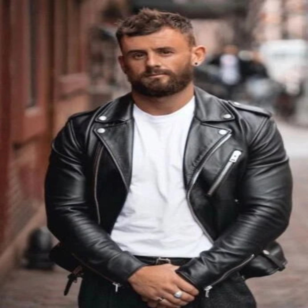 Men's Black Lambskin Premium Original Leather Biker Jacket