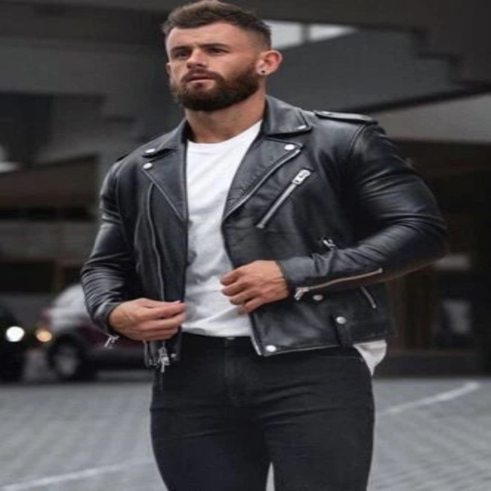 Men's Black Lambskin Premium Original Leather Biker Jacket