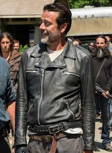 Men's Distressed Black Lambskin Premium Original Leather Biker Jacket - Negan Style