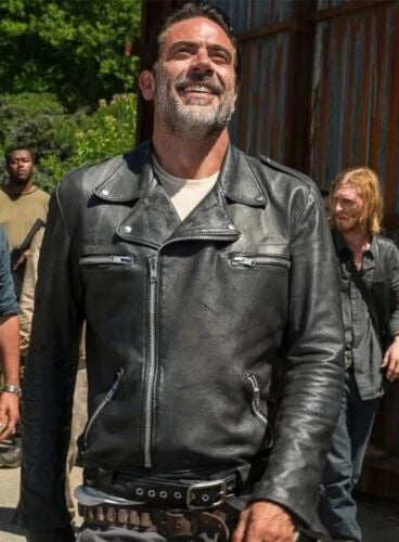 Men's Distressed Black Lambskin Premium Original Leather Biker Jacket - Negan Style