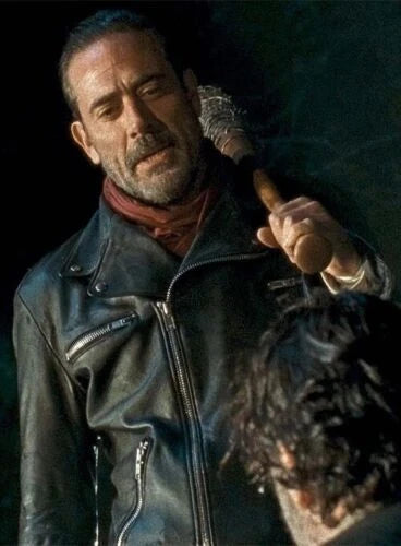 Men's Distressed Black Lambskin Premium Original Leather Biker Jacket - Negan Style