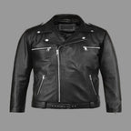 Men's Distressed Black Lambskin Premium Original Leather Biker Jacket - Negan Style