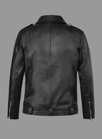 Men's Distressed Black Lambskin Premium Original Leather Biker Jacket - Negan Style