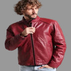 Men's Red Lambskin Original Premium Leather Biker Jacket
