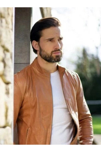 Men's Tan Lambskin Premium Original Leather Slim-Fit Racer Jacket