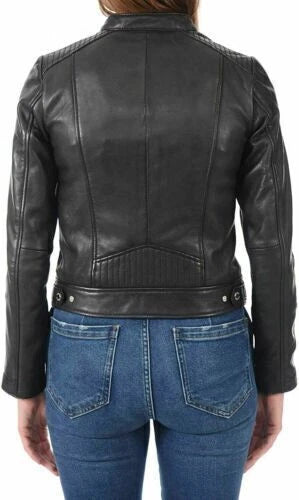 Women's Black Café Racer Original Premium Leather Jacket – Kamercio Leather