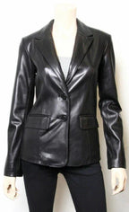 Women's Black Lambskin Premium Original Leather Blazer – Single Button Classic Fit