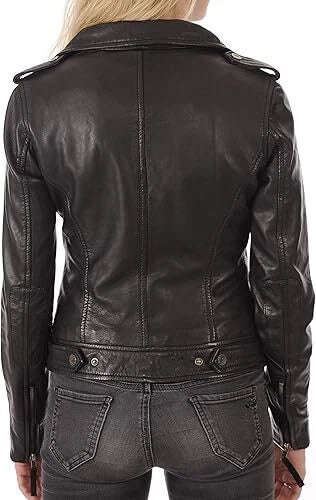 Women's Original Black Premium Lambskin Leather Biker Jacket