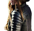 Women's Premium Black Quilted Sleeve Original Leather Biker Jacket – side view – Kamercio
