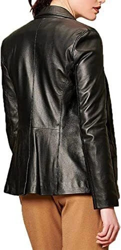 Premium Black Original Leather Blazer — Classic Tailored Style in Premium Leather