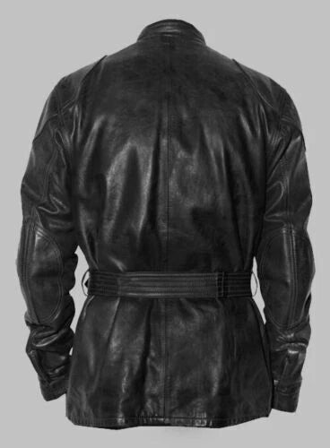 Classic Belted Original Leather Jacket - Premium Motorcycle Style