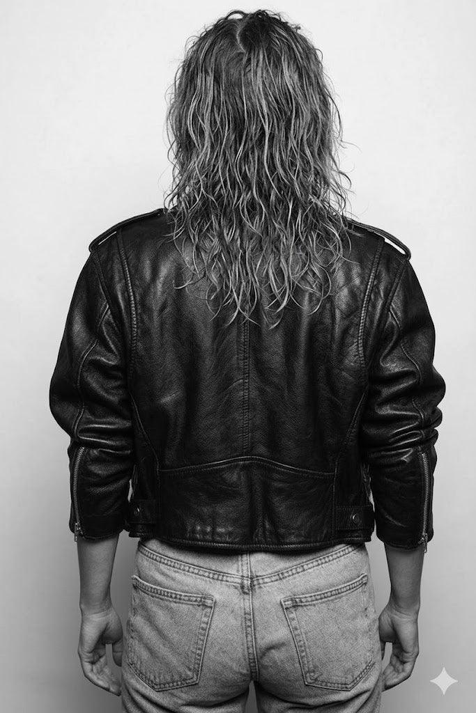 Women's Oversized Original Black Leather Biker Jacket - Premium Relaxed Moto Style