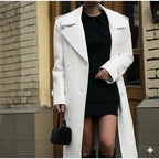 Women's Original White Full - Grain Leather Duster Coat – Handcrafted Long Statement Coat - Kamercio