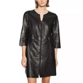 Zip - Front Original Leather Dress - Handcrafted Black Premium Leather Dress with Zipper Pockets - Kamercio